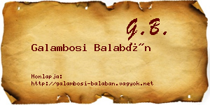 Galambosi Balabán névjegykártya